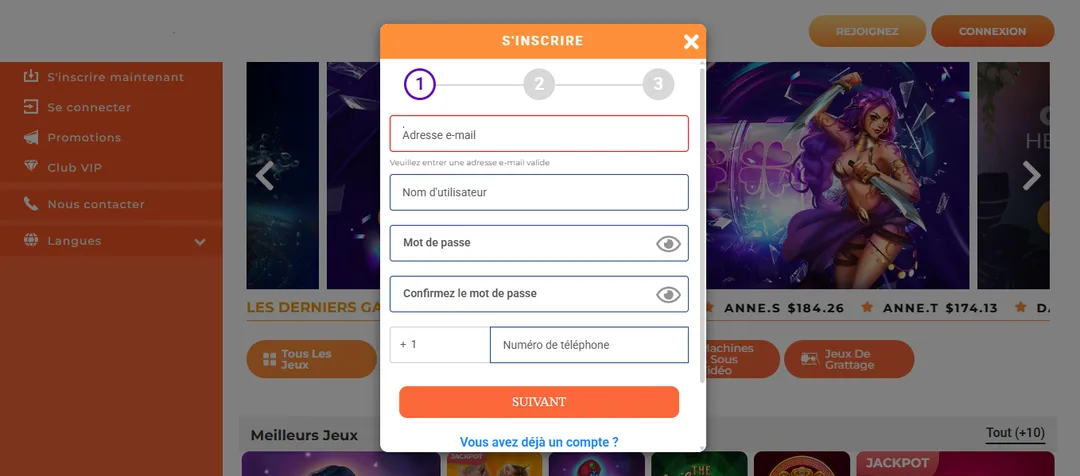Gratorama Casino d’inscription