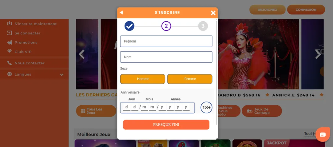 Gratorama Casino sign up